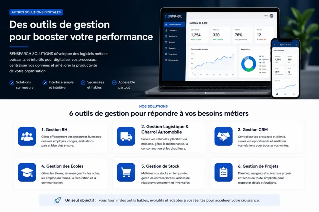 Nos Solutions Digitales Entreprises - BENSEARCH SOLUTIONS SAS - www.bensearch-solutions.com
